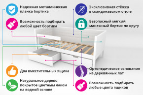 Кровать-тахта Svogen мягкая с ящиками и бортиком с фото белый/динозаврики в Костанае - kostanaj.magazinmebel.ru | фото - изображение 2